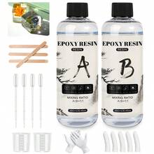 20ml/50ml/100ml/250ml/500ml/1000ml Resina epoxi transparente AB, apta para manualidades DIY, joyería, sellado, vaciado de barras, arte, joyería, relación 1:1, curado rápido sin burbujas, alta dureza, curado de 12-24 horas, incluye guantes y herramientas, excelente para regalos de graduación