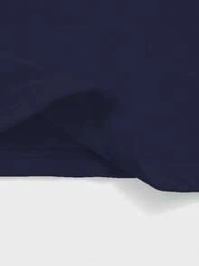 Camiseta básica minimalista de cuello redondo, de doble capa, sin costuras, ajustada de manga larga, casual de primavera - Azul Marino - Ver 7