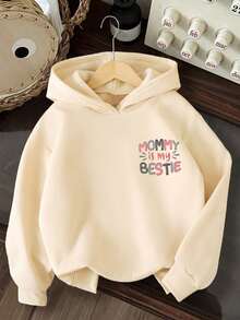 Young Girls Letter Print Warm Hoodie Sweatshirt