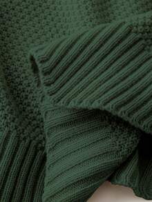 Plus Size Casual Solid Color Crew Neck Knit Sweater Vest - Green - View 7