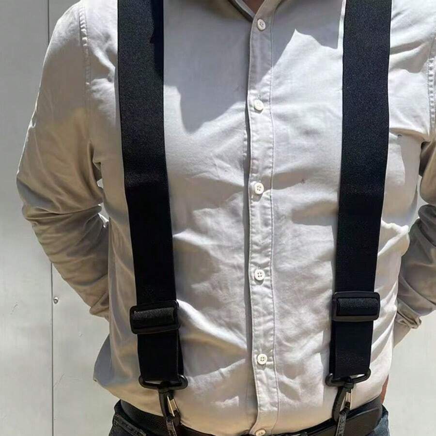 2-Inch Wide Reinforced Heavy Duty Adjustable Suspenders For Men, Outdoor Sports - Black - View 1