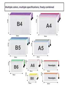 A4、A5、A6 网格拉链文件袋，验孕数据整理袋，办公用品分类袋，带学习资料收纳袋 - 彩色 - 查看 5