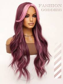 clouder Red Highlight Pink Extra Long Curly Wig 30 Inch Cosplay Wig Halloween Christmas Wig Elegant Soft Matte Hair Loose Curls Casual Outing Street Punk Wig Rock Wig Fluffy Natural Cool Girl Synthetic Heat-Resistant Fiber Wig Suitable For Women Daily Party Wig Music Festival Wig Avant-Garde College Style Wig Modern Fashion Gothic Wig - 挑染粉色 - 查看 12