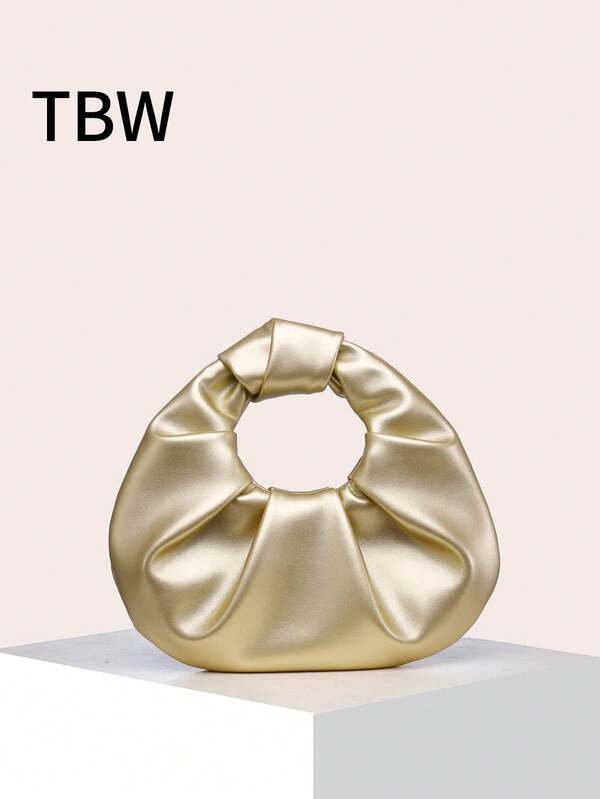 Bolso de mano de mujer con pliegues en forma de nube, de unicolor, con un nudo, elegante y adecuado para salir.