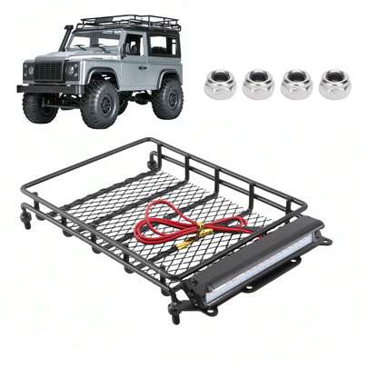 Portaequipajes metálico para techo de coche RC con LED, apto para el modelo de coche RC MN D90 99S.