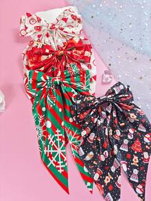 4Pcs Christmas Hair Bows Hair Barrettes With Long Tail Hairpins For Women Bowknot Hair Clips Christmas Carnival Hair Accessories For Women Ladies Decoration Party Wear Daily Wear