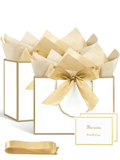 10pcs/20pcs White Paper Gift Bags, 11 Inch Medium Size Gift Bags, Suitable For Birthday Party, Bachelorette Party Gifts, Gender Reveal Party, Valentine's Day And Other Occasions