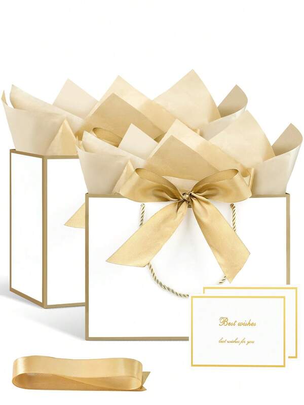 10pcs/20pcs White Paper Gift Bags, 11 Inch Medium Size Gift Bags, Suitable For Birthday Party, Bachelorette Party Gifts, Gender Reveal Party, Valentine's Day And Other Occasions