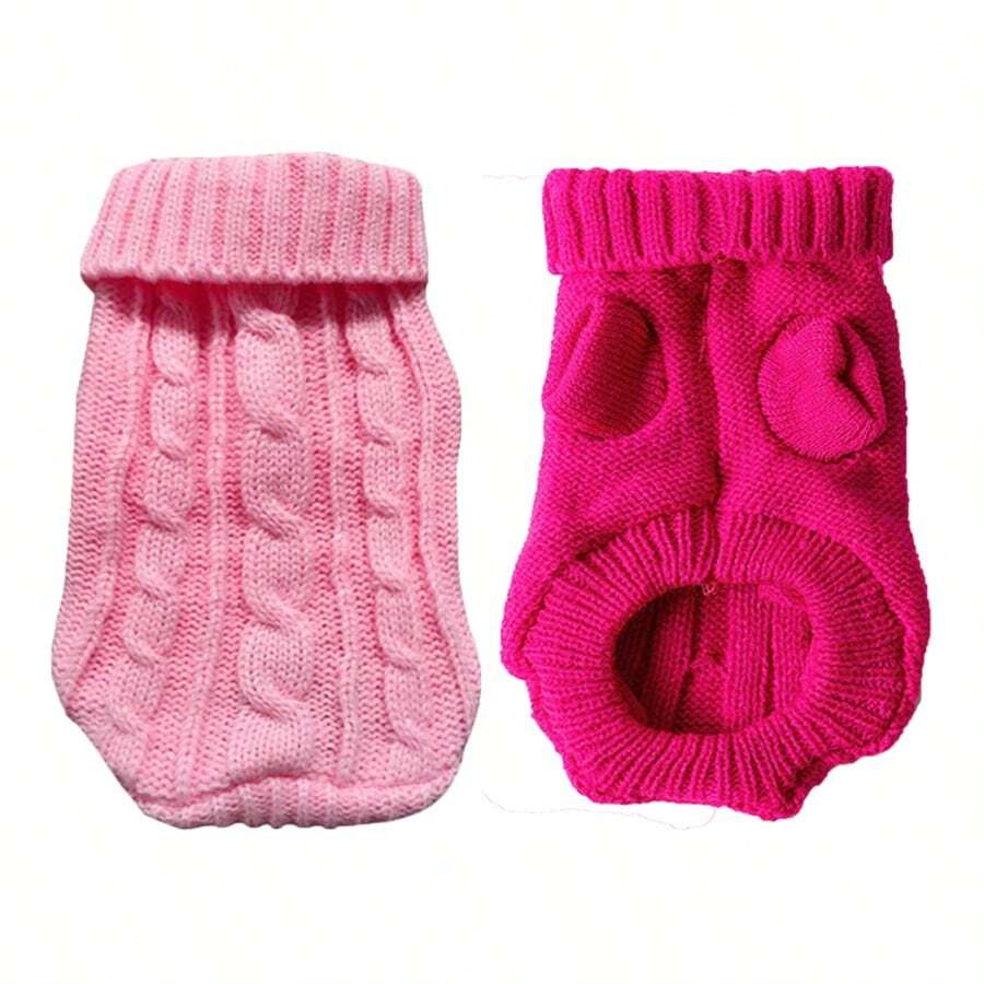 Dog Sweater, Warm Dog Sweaters For Small Dogs Medium Large Dogs, Cute Winter Classic Turtleneck Pet Sweater Cat Sweater Dog Clothes Coat Dog Christmas Sweaters For Girls Boys Dog Puppy Cat - 玫紅粉 - 查看 1