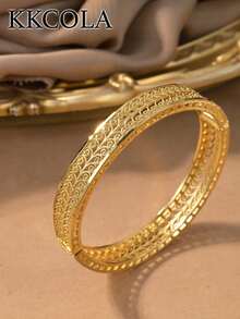 KKCOLA 1 chiếc vòng tay khóa rỗng thời trang thanh lịch cổ điển - Vàng - Xem 7