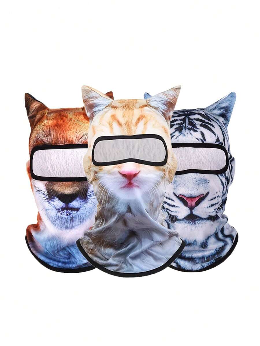 1pc Unisex 3D Animal Riding Face Mask, Outdoor Sports Headwear, Breathable Quick-Dry Ski Mask, Suitable For Daily Outings, Skiing, Vacation, Fishing