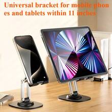 YYW Soporte ajustable de escritorio para teléfono y tableta con base segura, compatible con iPad, Kindle y otros dispositivos, ideal para visualización sin usar las manos - Negro - Ver 1