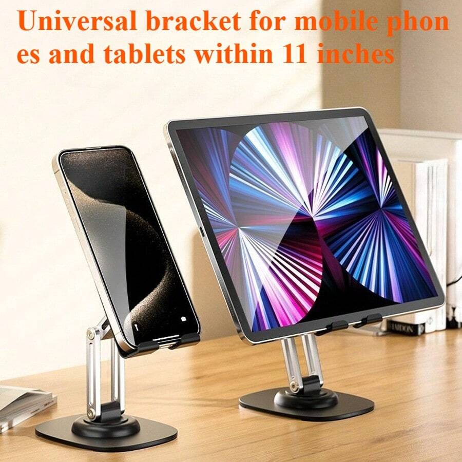 YYW Soporte ajustable de escritorio para teléfono y tableta con base segura, compatible con iPad, Kindle y otros dispositivos, ideal para visualización sin usar las manos - Negro - Ver 1