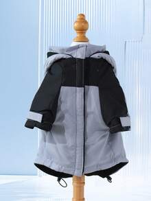 PETSIN 1pc Pet Dog Casual Fashionable Windbreaker Jacket, Colorblock Patchwork Minimalist Design Hooded Long Sleeve Coat For Teddy, Poodle, Small Dogs, Spring/Autumn/Winter