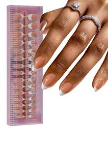 150Pcs Short Square French Gel Nails, Light Pink Deep French Tip Press On Nails, Soft Gel Acrylic Nail Extensions, Manicure Kit Women & Girls - Nhiều màu 4 - Xem 2