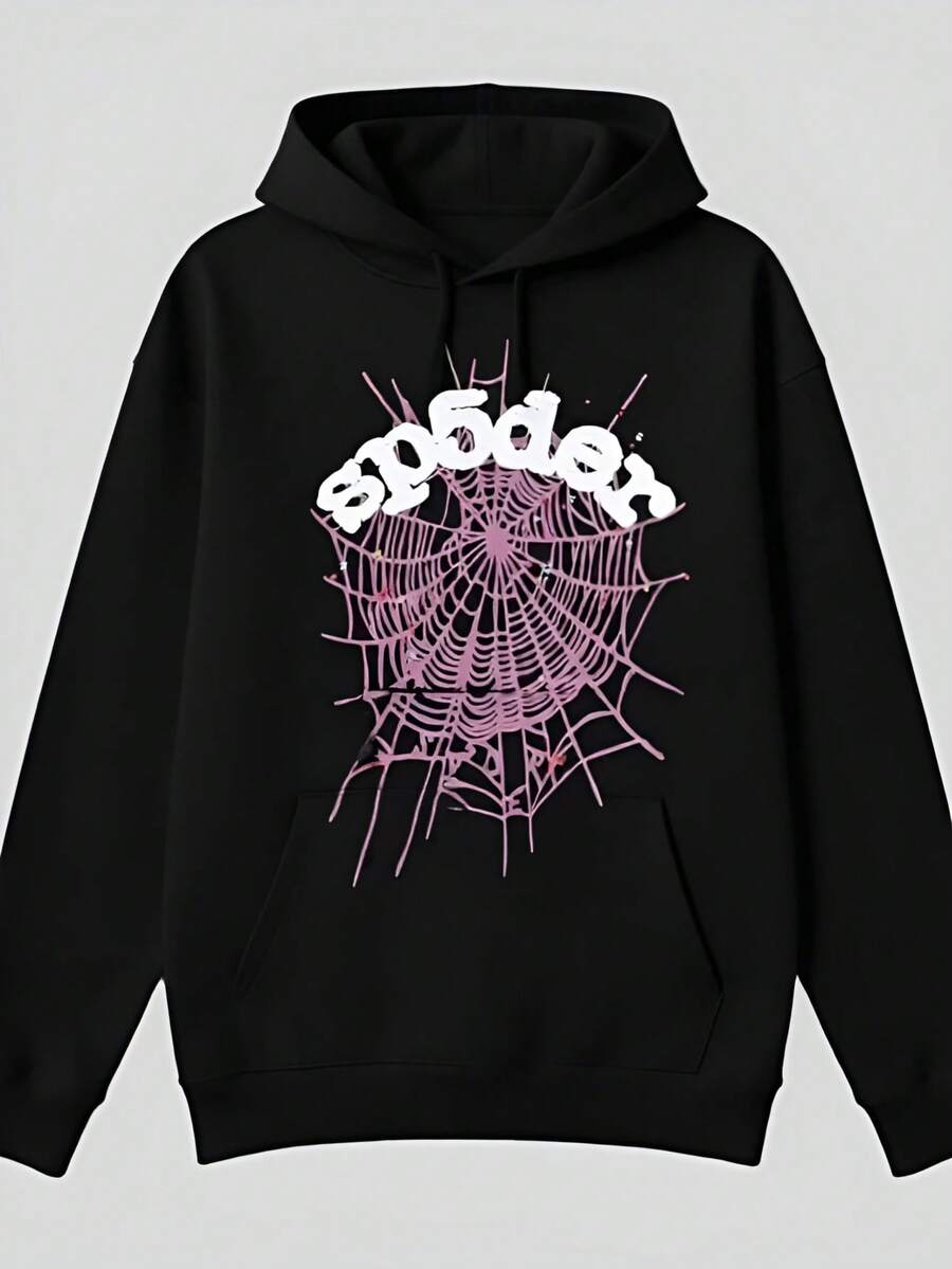 Men's & Women's Cotton Hoodie Y2k Spider Web Print Hoodies Men Gothic Punk Long Sleeve Sweatshirts Pants Streetwear Autumn Casual Hip Hop Loose Pulloversgraphic Hoodies Halloween Clothes Fall Clothes For Women & Men,Y2k,Funny Christmas&Halloween Cotton Hoodies,Suitable For Festivals, Parties, Home Wear, Daily Commuting, Back-To-School, And Concert Outfits. Printed And Shipped In The USA. - 黑色 - 查看 1