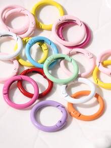 20 件多色金属龙虾扣钥匙链环，圆形开口弹簧环 DIY 珠宝配件，颜色随机