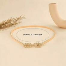 1pc Women's Gold Spring Pearl Flower Buckle Decor Dress, Waist Cincher, Fashion Versatile Pure Metal Waist Belt, Suitable For Daily Wear