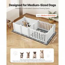 Dog Whelping Box, 73x38x19.7 In, Plastic Dog Whelping Pen With Adjustable Height Door, Puppy Playpen With Waterproof Pee Pad, Easy To Clean, Durable Indoor Pet Birth Kit For Medium Sized Dogs - Chó cỡ trung (M) Xám - Xem 2