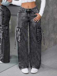 ZYANYA Women Jeans - 灰色 - 查看 3