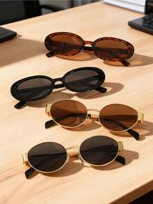 2 piezas de Gafas ovaladas vintage para mujeres, accesorio de vestimenta de viaje con estilo para vacaciones de verano en la playa, al aire libre, viajes - Multicolor - Ver 18