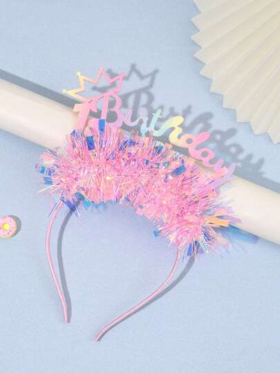 1 pieza Diadema con purpurina arcoíris para niñas, diadema brillante y brillante rosa de cumpleaños, diadema con aspecto de hada, aro para el cabello de fiesta de cumpleaños de princesa dulce, accesorios para el cabello de adolescentes.