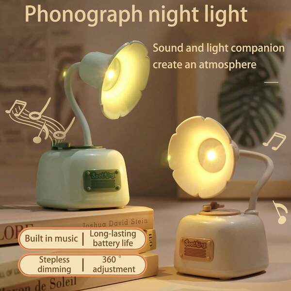 Luz nocturna retro ajustable 360°, luz nocturna de mesita de noche para dormitorio, lámpara de escritorio práctica con protección ocular de atenuación infinita, luz nocturna para sala de estar o oficina, creando una atmósfera en la sala de estar o la oficina