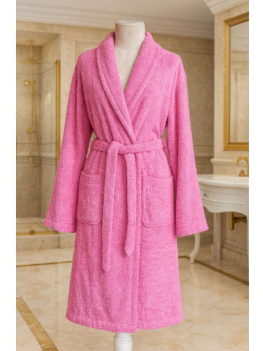Áo choàng tắm unisex – 70% cotton, 30% polyester | Mềm mại, thấm hút tốt và bền | Có các size S, M, L, XL – Sản xuất tại Thổ Nhĩ Kỳ - Hồng - Xem 1