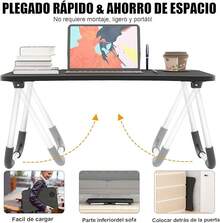 SKM-MX Mesa Plegable para Laptop, Escritorio para Cama Portátil, Mesa de Escritorio Plegable Tarjetas, Ideal para estudiar o Trabajar (Rosa) - Negro - Ver 3