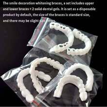 2pcs/4pcs Realistic Teeth Whitening Smile Dental Veneers Set (2pcs Includes 2 Dental Gel And Upper Teeth + Lower Teeth), One-Time Use, One Size Fits All