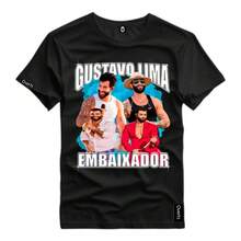 Personalized T-Shirt Singer Gustavo Lima The Ambassador Printed Shirt Unisex 100% Premium Cotton - 黑色 - 查看 1