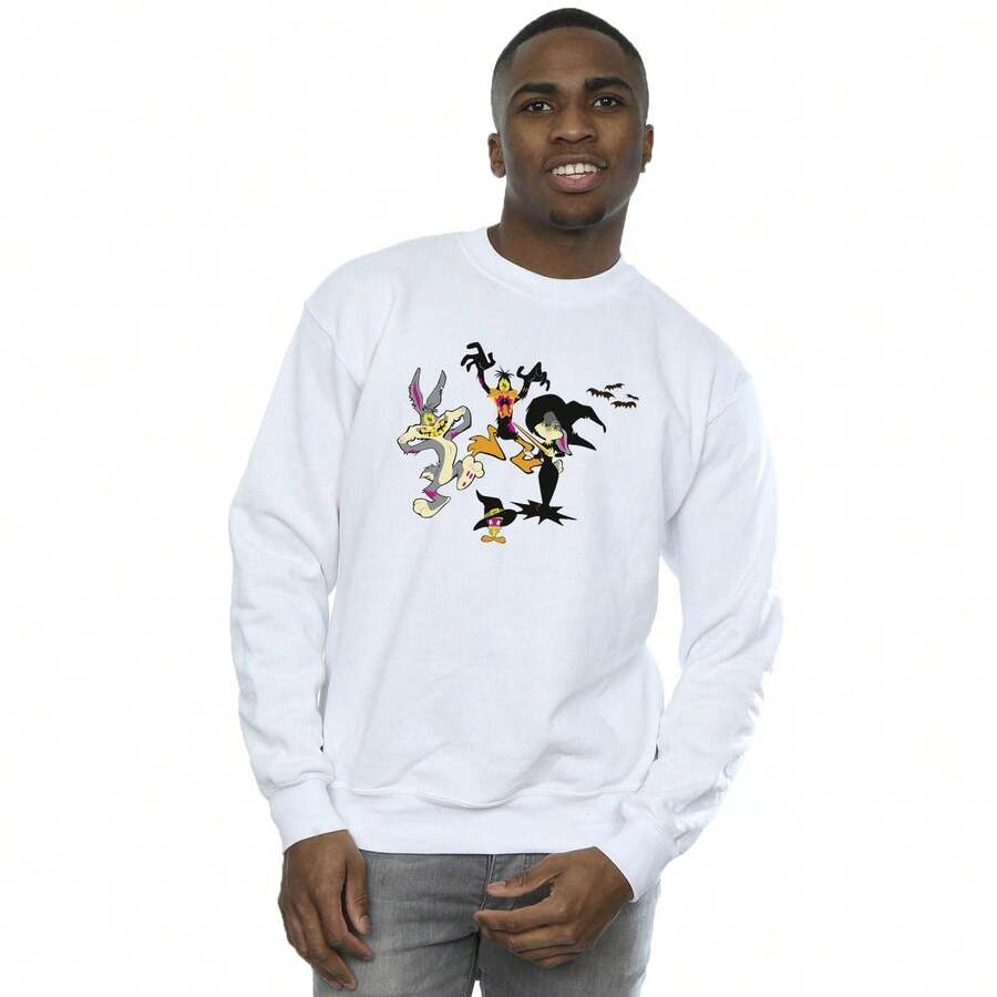 Mens Halloween Friends Sweatshirt (White) - White - View 1