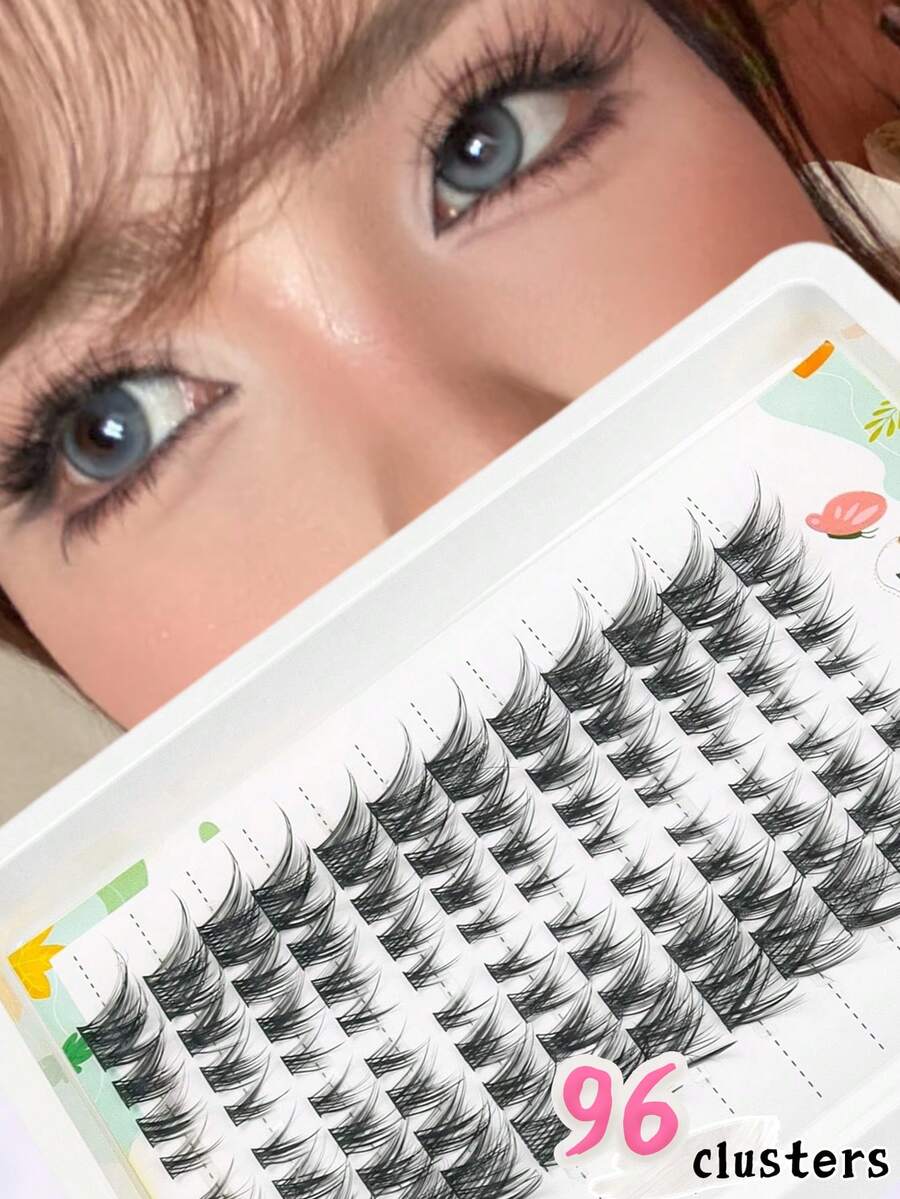 Kit de extensii de gene subțiri 96 buc, gene naturale, clustere, gene individuale, kit de extensii, tip ochi de pisică, extensii de gene naturale, tip C Curl