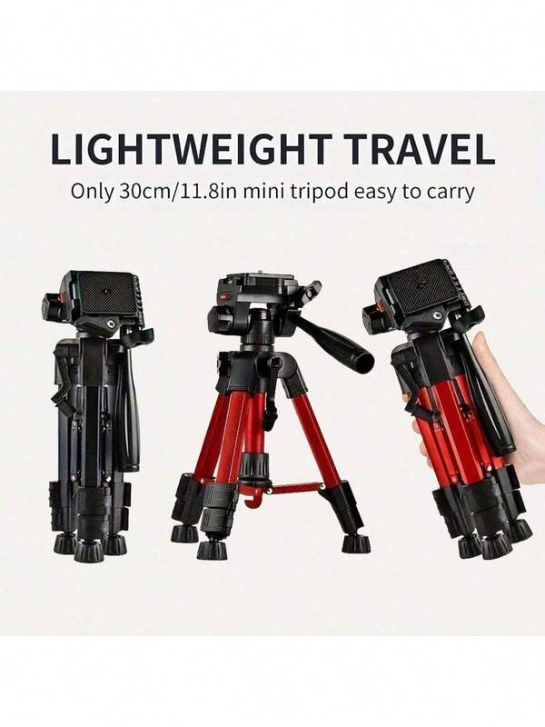 Professional Heavy-Duty 360° Rotating Tripod With Adjustable Height, Quick Release Lever & Pan-Tilt Head - Heavy-Duty Aluminum Alloy & Non-Slip Rubber Feet, Compatible With DSLR Cameras, Mirrorless Cameras, Smartphones, Streaming - Video/Photo Tripod Stand With Phone Holder Attachment, Ergonomic Handle, And Sturdy Base For Stability, Ideal For Live Streaming And Photography, Portable Tripod, Phone Tripod For Filming, Tripod For Phone Travel