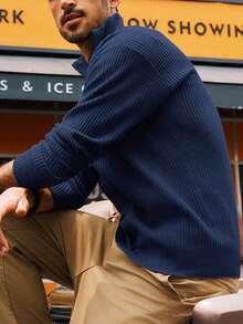 男士长袖拉链休闲立领针织开衫