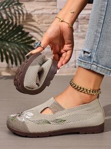 2025年新款波西米亚风格女鞋，软底一脚蹬步行鞋 - 咖色 - 查看 3