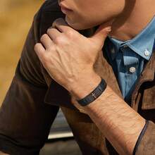 1pc Men's Adjustable Pure Copper Bracelet With Powerful Magnets, Cross Pattern Design, Includes Magnetic Tool For Easy Adjustable, Durable Casual Magnetic Bracelet