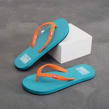 男士人字拖，舒适休闲防走光拖鞋，简约沙滩凉鞋 - 天藍色 - 查看 4