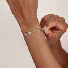 [Personalized Jewelry Gift] Customizable 1-4-Names Pendant Bracelet | Personalized Exquisite 304L Stainless Steel Adjustable Cuban Chain With 1-4 Names, Elegant And Versatile Jewelry For Valentine's Day, Mother's Day, Birthdays, Anniversaries, Special Occasions, Timeless Accessory, Luxurious Fashion Gift,New Year Glamour - Multicolor - View 7