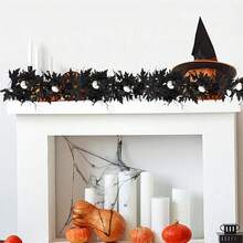Halloween Garlands Spooky Black Rose Maple Leaf Garlands Photo Booth Props For Mantel Decorations
