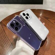 Hard Luxury Shockproof Clear Bumper Cases For IPhone 16 15 14 13 12 11 Pro Max Plus Transparent Acrylic Phone Cover Accessories Cellphone Protection Ip16 Tempered Glass Protective Casing - Clear - View 2