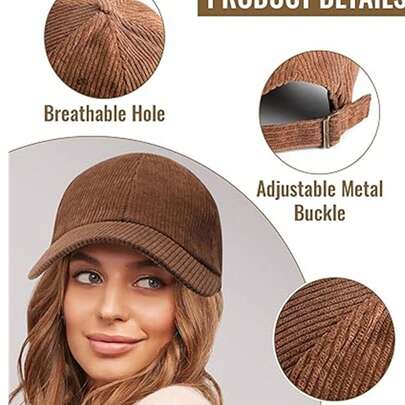 1 件男女通用多色条纹灯芯绒棒球帽，适合日常、户外、街头、运动使用