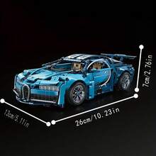 1860 Stücke hochwertiges Sportwagen Bauklötze Set, blau, ABS Konstruktionsbausteine, Fahrzeug-Thema, geeignet für Wohnzimmer und Schlafzimmer Dekoration, perfektes Halloween oder Weihnachtsgeschenk für Erwachsene und Jugendliche ab 14 Jahren - Verschiedenfarbig - Übersicht 2