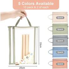 Coloured Mesh Zipper Storage Bags 10PCS A5 Double-Layer Nylon Pouches With Handle, See-Through Toy Storage And Organisation For  Building Blocks - A4-2 capas - Ver 2