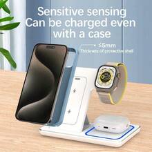 15W Foldable 3-In-1 Wireless Charging Station, Fast Charging Stand Compatible With IPhone 17/16/15/14/13/12/11, 9/8/7/6/5, And Pro - Black - View 8