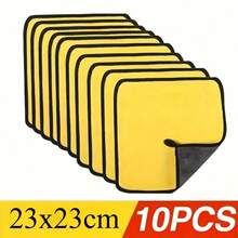23x23cm Yellow Microfiber Cleaning Cloths 10Pcs - Black Trim, Ultra Absorbent For Home, Kitchen & Auto Cleaning Tasks