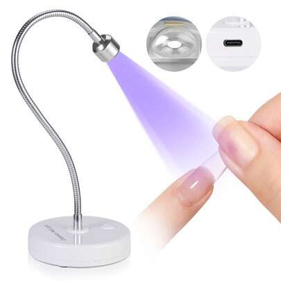  SAVILAND Flash Cure Nail Lamp: 10s Fast Curing Portable LED UV Nail Dryer For Gel Polish, Tips, Press On & Poly Gel - Rechargeable Gooseneck UV Lamp For Home DIY Manicure