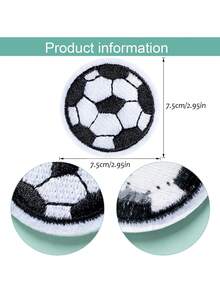 5/10 件足球熨烫/缝纫补丁、足球刺绣贴花、装饰服装、帽子、包包、牛仔裤、衬衫、连衣裙 - 彩色 - 查看 2