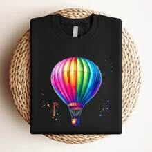 180g pure Cotton Mongolfiera , Design di sublimazione,  al neon colorato,  di avventura,  di viaggio,  alla moda, Design di t-shirt,  di download digitale, DTF streetwear Casual Soft designer clothes Summer fashion Stylish T-Shirt For Women Casual - Negro - Ver 4