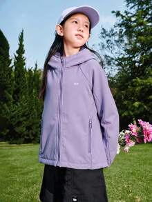 Balabala 2025 Autumn Girls Waterproof Fleece Outdoor Jacket - Purple - View 5